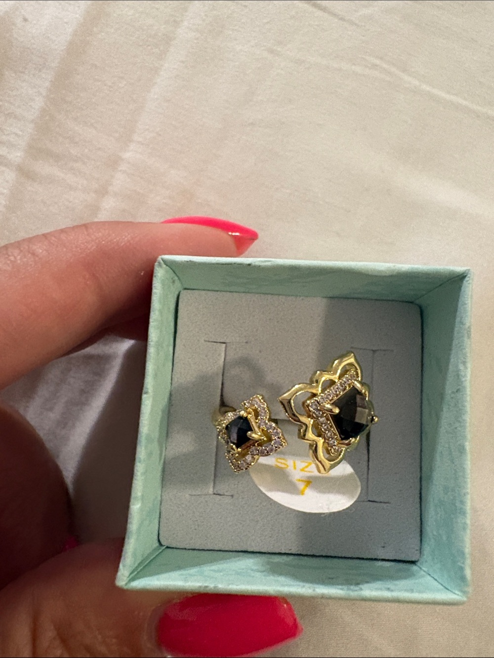 Gold-Tone Black Stone Floral Stud Earrings